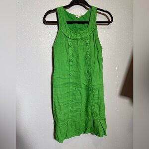 Edme & Esyllte Green 100% Linen‎ Sleeveless Button Front Dress Small